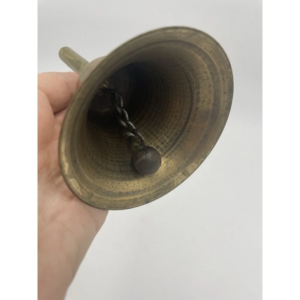 Vintage Solid Brass Heavy Hand Bell Chain Clapper Ball 6
